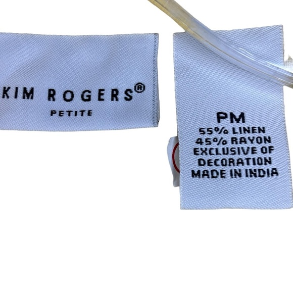 Kim Rogers Yellow Linen Blend Button Down Crop Shirt Embroidered Birds Medium P - Picture 5 of 9